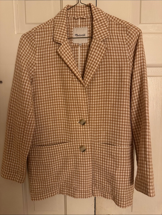 Madewell Jackets & Blazers - Madewell Tan & White Gingham Blazer